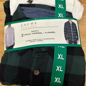 Jachs Green and Black Flannel with White Thermal Set